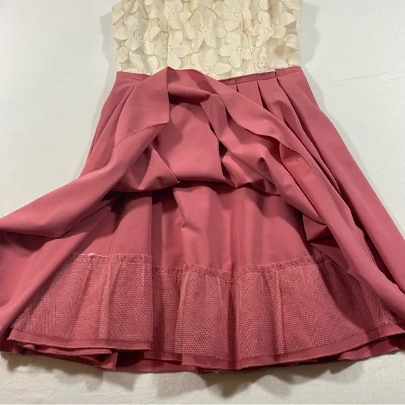 Altar’d State Dress Fit Flare Mini Lace Bodice Cream Pink Floral Cutout Medium - Picture 6 of 11